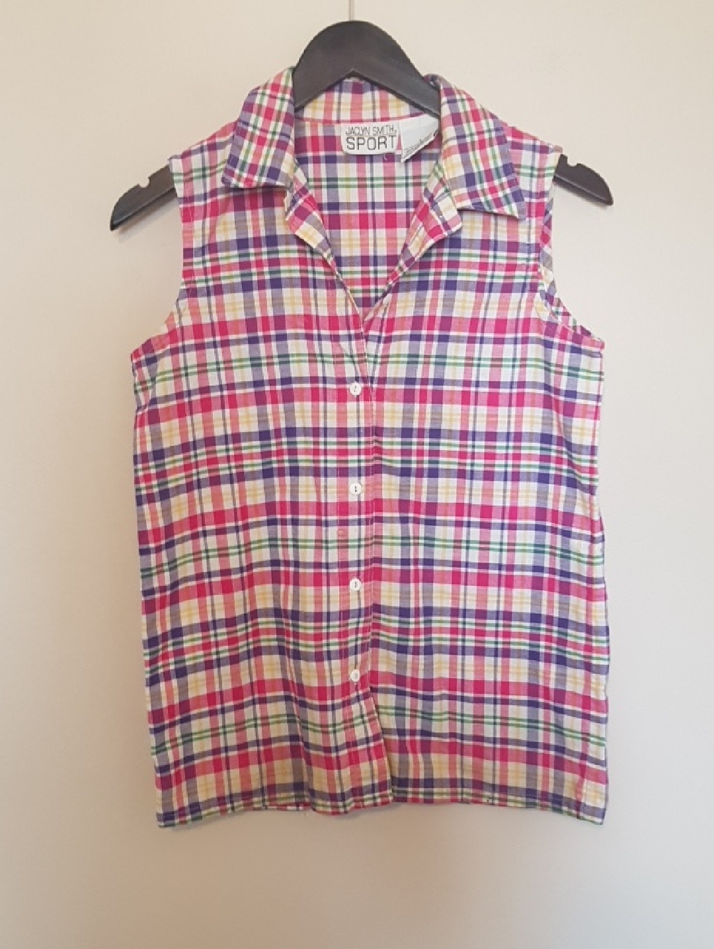 Jaclyn Smith Plaid Button-Up Shirt - Pink, Purple & Yellow